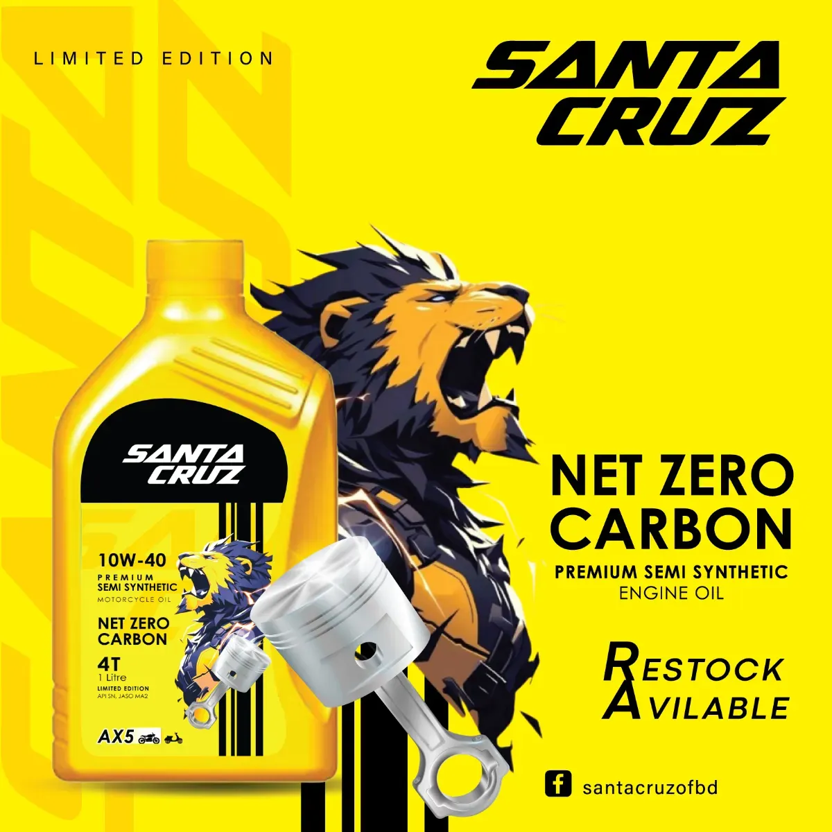 Santa Cruz Semi Synthetic Engine Oil- 1L - Image 5